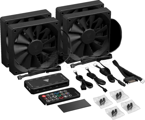 Photo de Lot de 4 Ventilateurs de boitier Gamdias Aeolus M3 RGB 12cm (Noir)