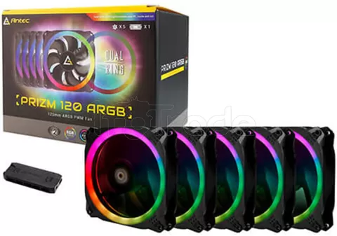 Photo de Lot de 5 Ventilateurs de boitier Antec Prizm 120 RGB 5+C 12cm (Noir)