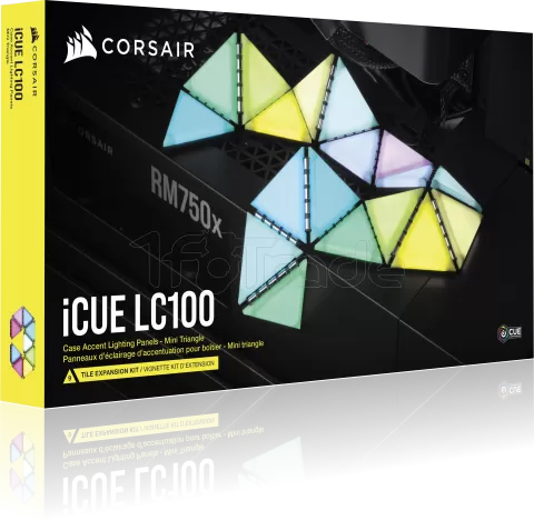 Photo de Lot de 9 Mini Triangle LED Corsair iCue LC100 Case Accent Lighting Panels RGB