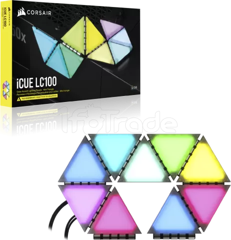 Photo de Lot de 9 Mini Triangles RGB Corsair iCue LC100 Case Accent Lighting Panels