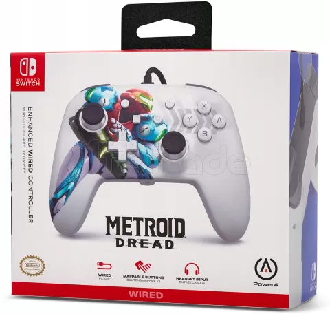 Photo de Manette de jeu filaire PowerA Enhanced Metroid Dread pour Nintendo Switch (Blanc)