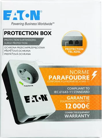 Photo de Multiprise Surtension Eaton Protection Box 1 prise + RJ11 (Noir)