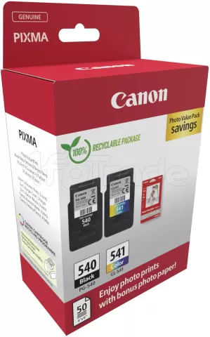 Photo de Pack 2 cartouches d'encre Canon PG-540/CL-541 Photo Value Pack (Noir + Couleurs) + 50x Papiers photo