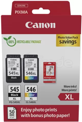 Photo de Pack 2 cartouches d'encre Canon PG-545XL/CL-546XL (+ 50 Feuilles 10x15cm)