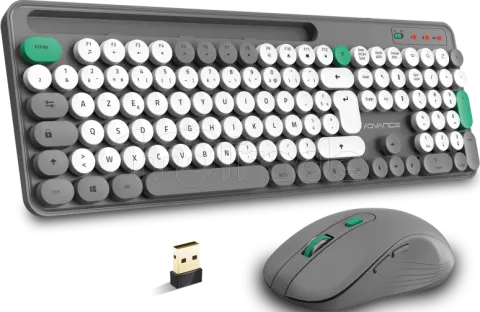 Photo de Pack 2en1 (Clavier/Souris) sans fil Advance Pep'S (Gris/Blanc)