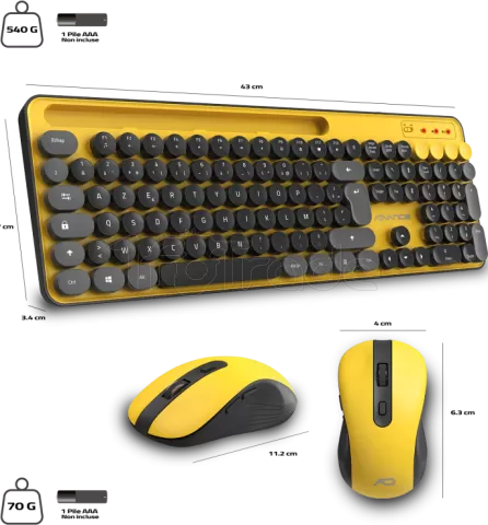 Photo de Pack 2en1 (Clavier/Souris) sans fil Advance Pep'S (Jaune/Noir)