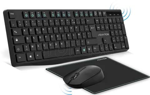 Photo de Pack 3en1 (Clavier/Souris/Tapis) sans fil Advance Elite (Noir)