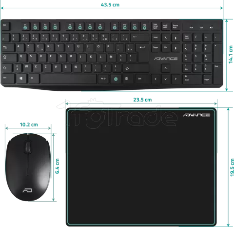 Photo de Pack 3en1 (Clavier/Souris/Tapis) sans fil Advance Elite (Noir)