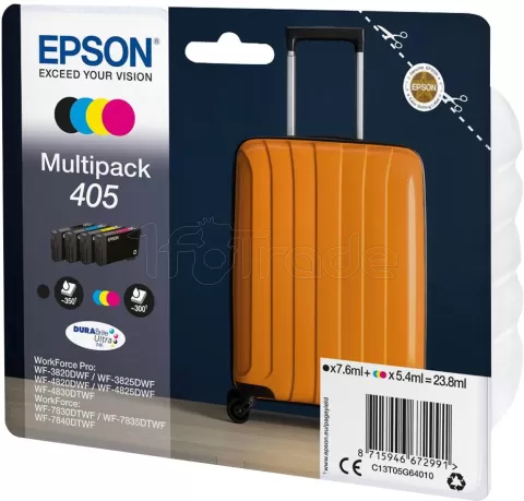 Photo de Pack 4 cartouches d'encre Epson DuraBrite Ultra Valise 405 (Noir + Couleurs)