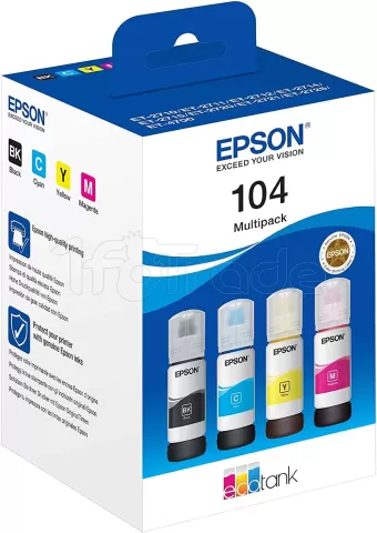 Photo de Pack 4 Cartouches d'encre Epson EcoTank 104 (Noir + Couleurs)