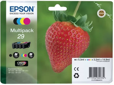 Photo de Pack 4 cartouches d'encre Epson Fraise 29 (Noir + Couleurs)