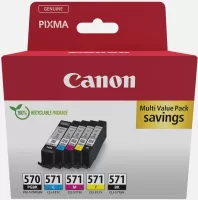 Photo de Pack 5 cartouches d'encre Canon  PG-570/CL-571 (Couleurs + Noir + Noir PGBK)