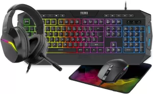 Photo de Pack Gamer 4en1 (Clavier/Souris/Tapis) Freaks & Geeks Polychroma RGB (Noir)