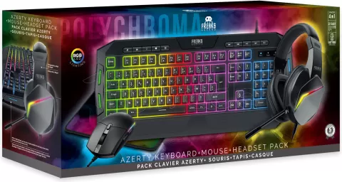 Photo de Pack Gamer 4en1 (Clavier/Souris/Tapis) Freaks & Geeks Polychroma RGB (Noir)