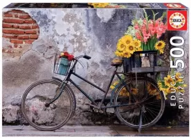 Photo de Puzzle Educa - Bicyclette avec des fleurs (500 pièces)