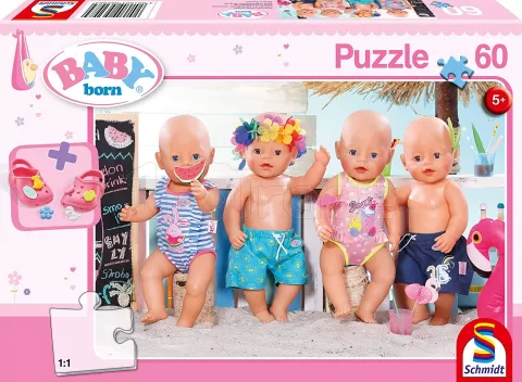 Photo de Puzzle Schmidt - Baby Born à la plage (60 pièces)