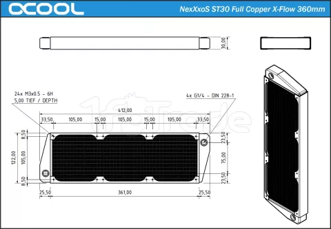 Photo de Radiateur pour Watercooling Alphacool NexXxoS ST30 X-Flow - 360mm (Noir)