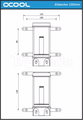 Photo de Réservoir Alphacool Eisbecher D5 150 (Transparent/Noir)