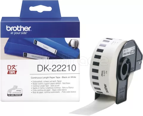 Photo de Rouleau de papier adhésif Brother DK-22210 - 29mmx30m (Blanc)