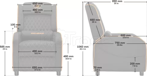 Photo de Sofa Cougar Ranger One (Gris/Orange)