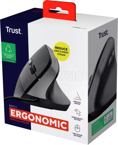 Photo de Souris filaire ergonomique Trust Bayo II (Noir)