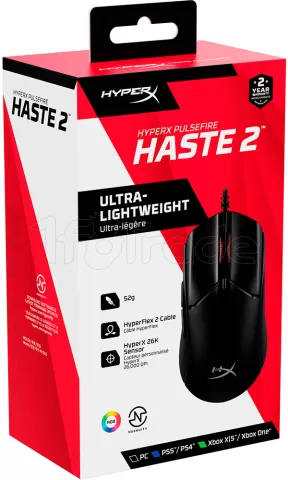 Photo de Souris filaire Gamer HyperX Pulsefire Haste 2 RGB (Noir)