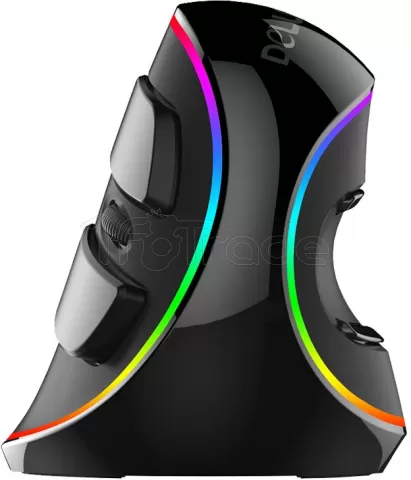 Photo de Souris filaire verticale Delux M618 Plus RGB pour droitier (Noir)