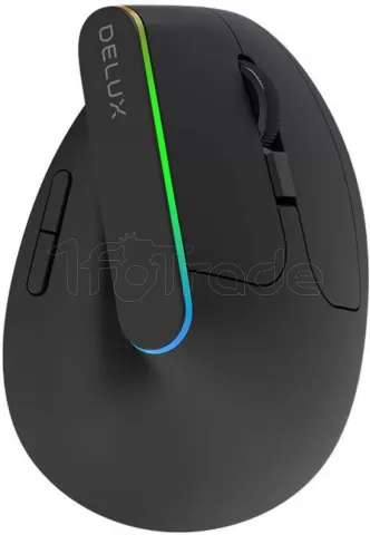 Photo de Souris sans fil Bluetooth verticale Delux M618DB RGB pour droitier (Noir)