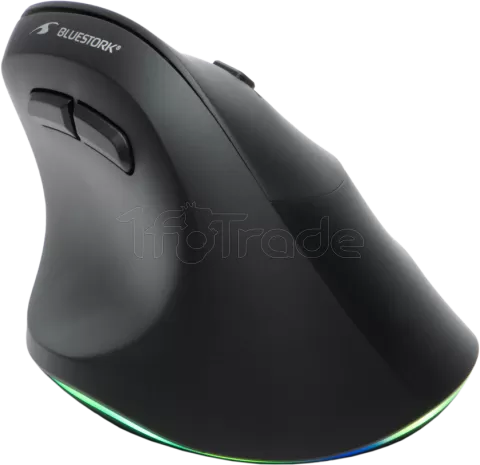 Photo de Souris sans fil ergonomique Bluestork Ergo Lumi pour droitier (Noir)