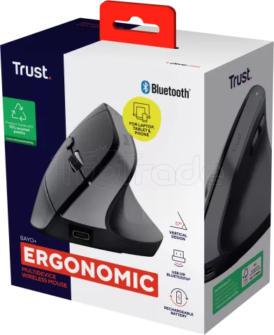 Photo de Souris sans fil ergonomique Trust Bayo+ (Noir)