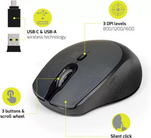 Photo de Souris sans fil Port Designs Pro Silent Click (Noir)