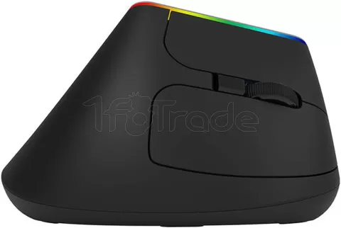 Photo de Souris sans fil verticale Delux M618C RGB pour droitier (Noir)