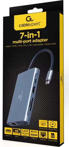 Photo de Station d'accueil portable USB-C 3.0 CableXpert 7-01 (Gris)