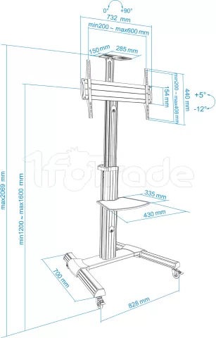 Photo de Support  à roulettes pour écrans TooQ FS1870M de 37" à 70" (50kg max)