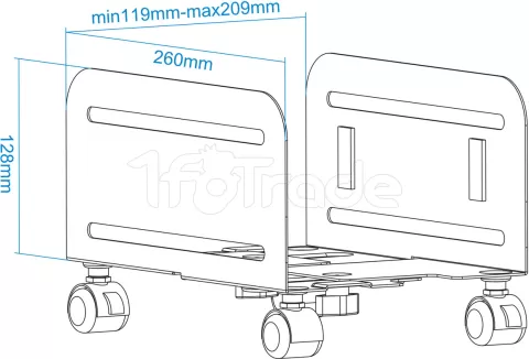 Photo de Support à roulettes TooQ UMCS0004 pour Boitier / Unité Centrale (Noir)