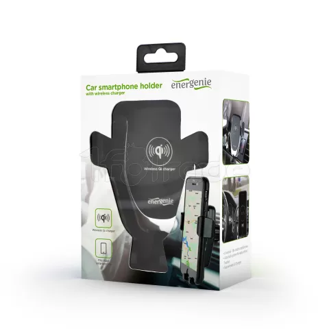 Photo de Support de téléphone pour voiture EnerGenie avec chargeur induction sur grille d'aération