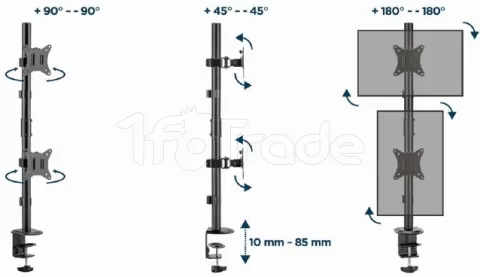 Photo de Support double-écran à fixer Gembird MA-D2-02 - 32" (9kg max) (Noir)