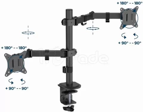 Photo de Support double-écran à fixer Gembird MA-D2-03 - 32" (9kg max) (Gris)