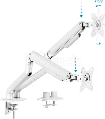 Photo de Support double-écran à fixer Tooq DB4132TNR 17"-32" (9kg max) (Blanc)