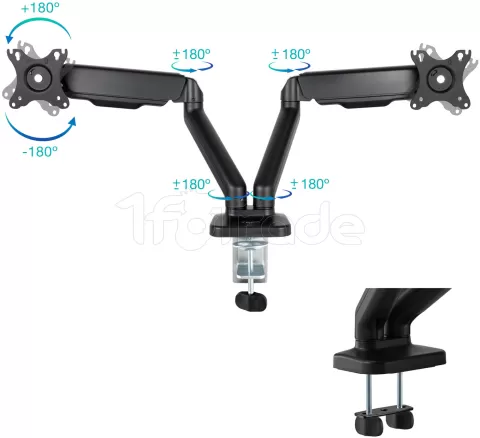 Photo de Support double-écran à fixer Tooq DB5132TNR 17"-32" (9kg max) (Noir)