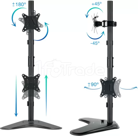 Photo de Support double-écran à poser Tooq DB1703TNV 17"-32 (9kg max) (Noir)