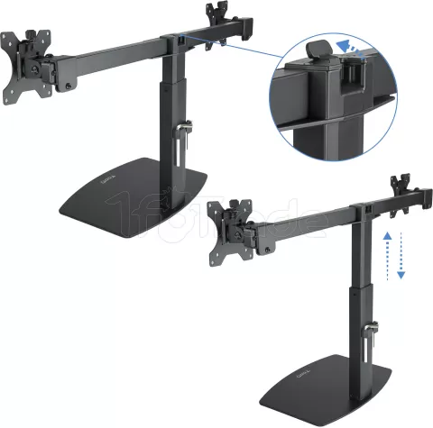 Photo de Support double-écran à poser Tooq DB1727TN 17"-27" (6kg max) (Noir)