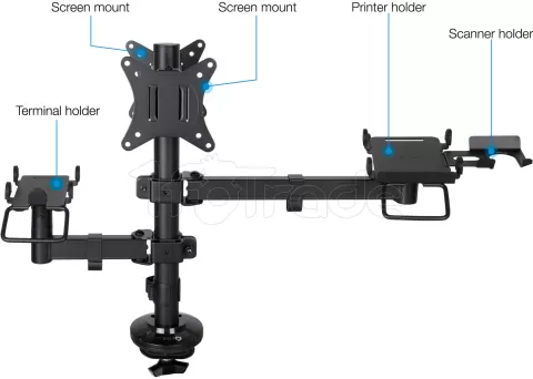 Photo de Support double-écran/imprimante à fixer Tooq TQPM0002 17"-32" (18kg max) (Noir)