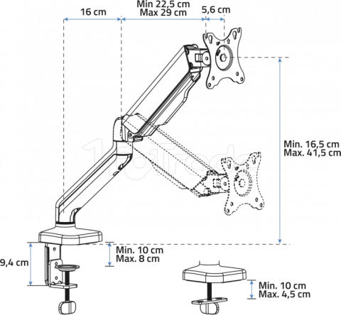 Photo de Support écran à fixer Advance MecaMounts 17"-32" (9kg max) (Noir)