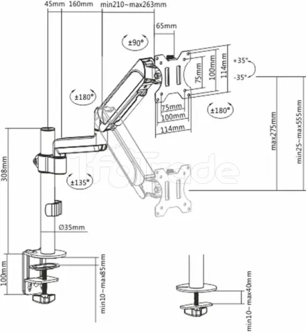 Photo de Support écran à fixer Gembird MA-DA1P-01 - 32" (9kg max) (Noir)