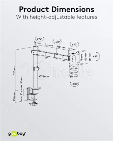 Photo de Support écran à fixer Goobay Single Flex 17"-32" (8kg max) (Noir)