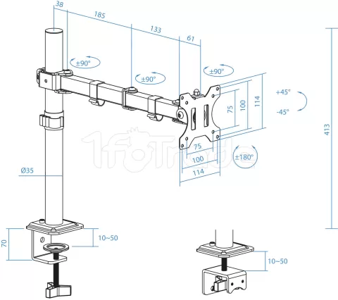 Photo de Support écran à fixer Tooq DB1801TN 17"-32" (8kg max) (Noir)