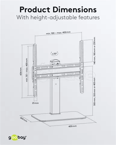 Photo de Support écran à poser Goobay Basic 32"-55" (40kg max) (Noir)