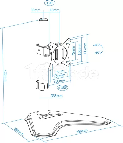 Photo de Support écran à poser Tooq DB1701TN 17"-32" (9kg max) (Noir)