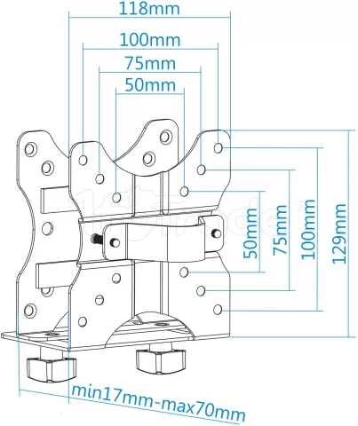 Photo de Support VESA TooQ TCCH0001 pour Mini PC 5kg max (Noir)